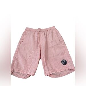 US Vintage by Exist‎ Men's Shorts Flat Front Small Pink White Stripe Seersucker